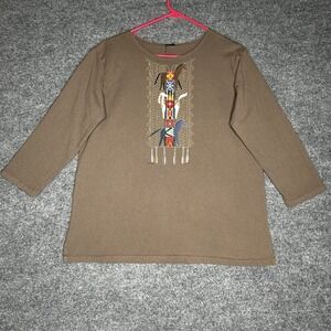 Sabaku Artwear Top Saddle Blankets Horses‎ Size Medium Brown Artsy Western